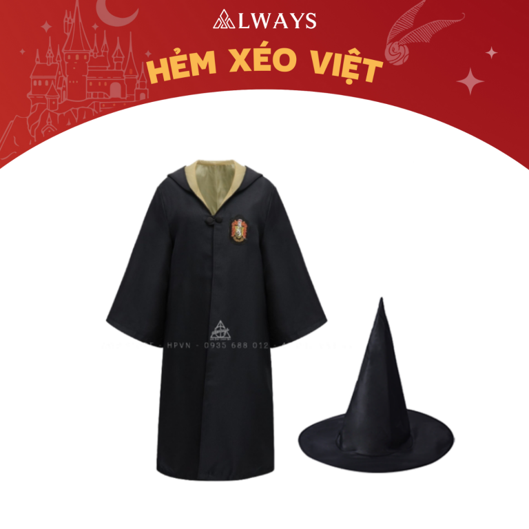 COMBO 18:  Áo chùng + Mũ phù thủy nhà Hufflepuff