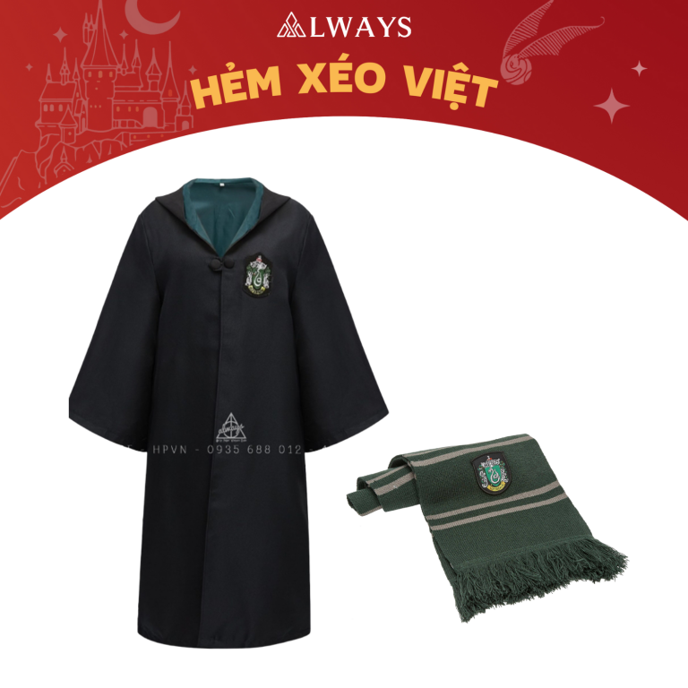 COMBO 5: Áo chùng + Khăn dày nhà Slytherin